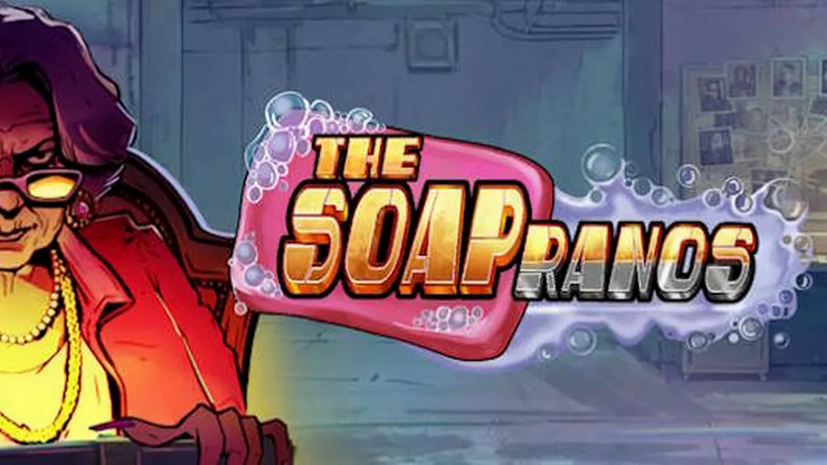 Interface vibrante e cheia de neon do slot Soapranos